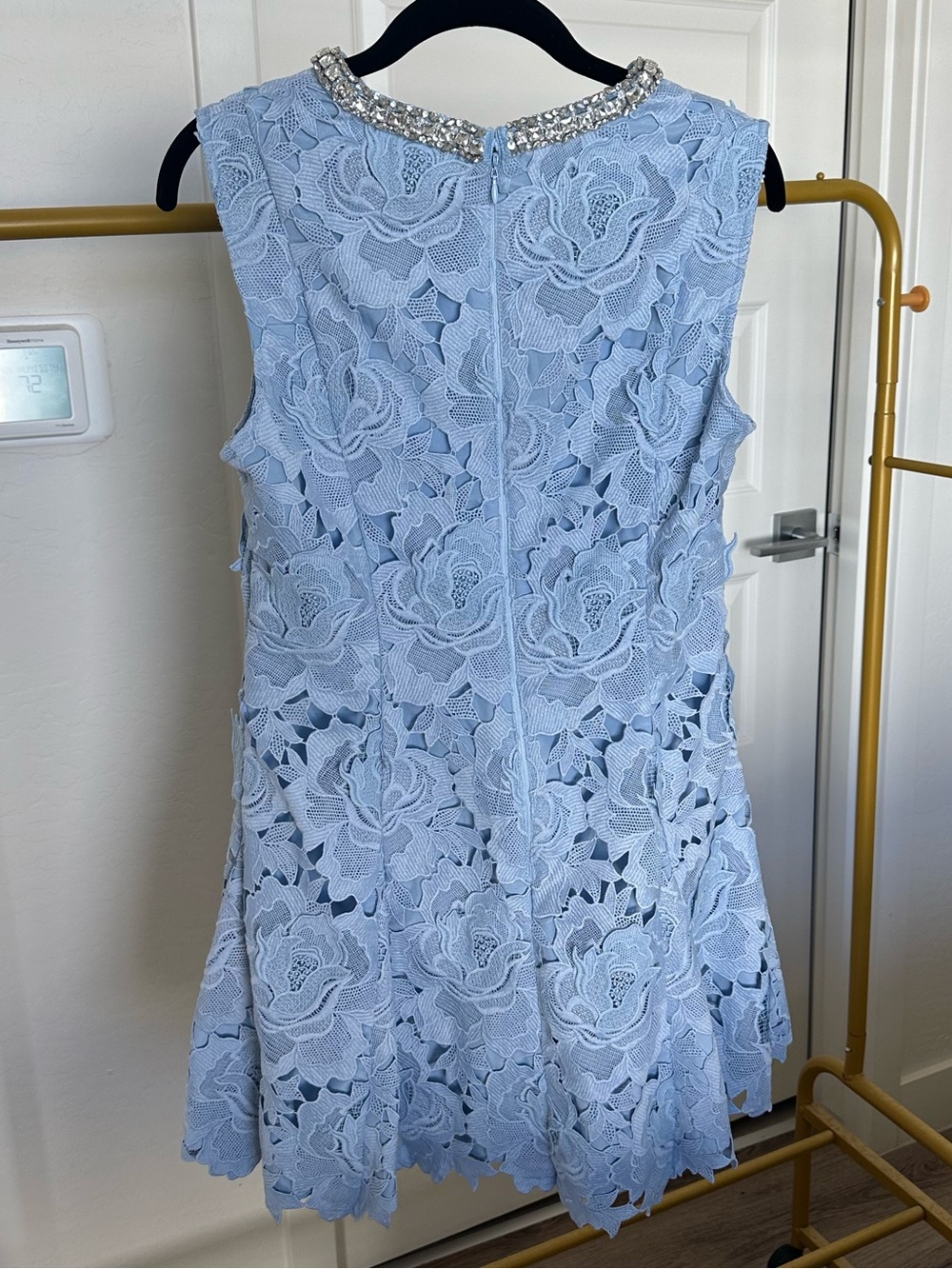SELF-PORTRAIT Blue Flower Lace Mini Dress - Picture 5 of 8